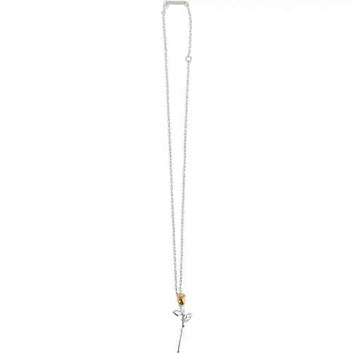 Silver Rose Charm Necklace , female, Sizes: ONE SIZE - Ambush - Modalova