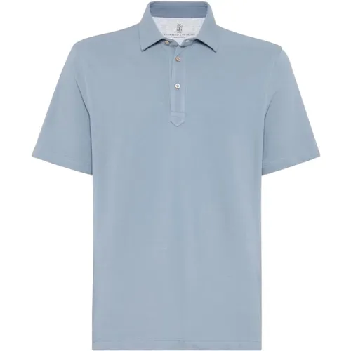 Hellblaue T-Shirts und Polos , Herren, Größe: XL - BRUNELLO CUCINELLI - Modalova