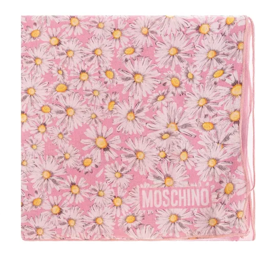 Silky Scarves, unisex, , Size: ONE SIZE Silk scarf with floral motif - Moschino - Modalova