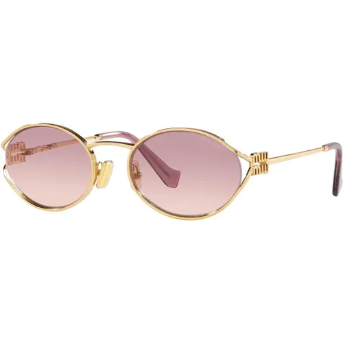 Sunglasses, female, , Size: 54 MM Gold/Pink Shaded Sunglasses SMU 52Ys - Miu Miu - Modalova