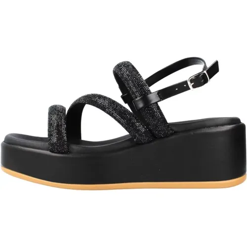 Schicke Flache Sandalen , Damen, Größe: 38 EU - CafèNoir - Modalova