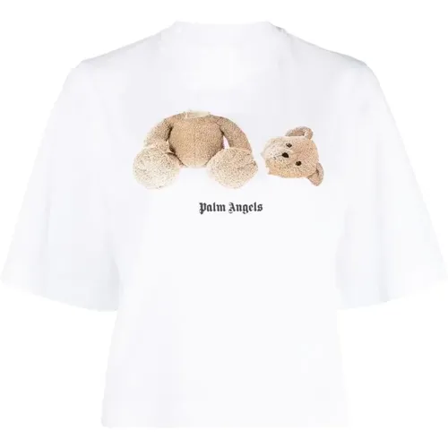 Weiße Teddy Bear Cropped Tee - Palm Angels - Modalova