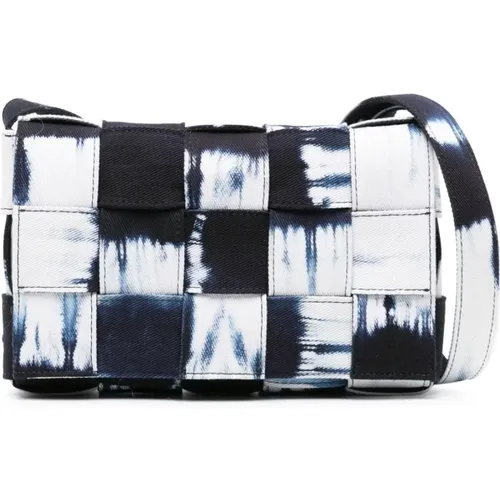 Navy/White/Silver Cassette Shoulder Bag , male, Sizes: ONE SIZE - Bottega Veneta - Modalova