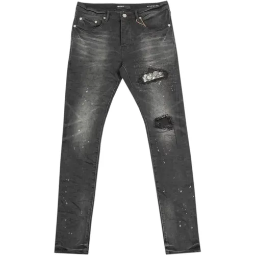 Bandana Patch Slim-Fit Jeans , Herren, Größe: W33 - Purple Brand - Modalova