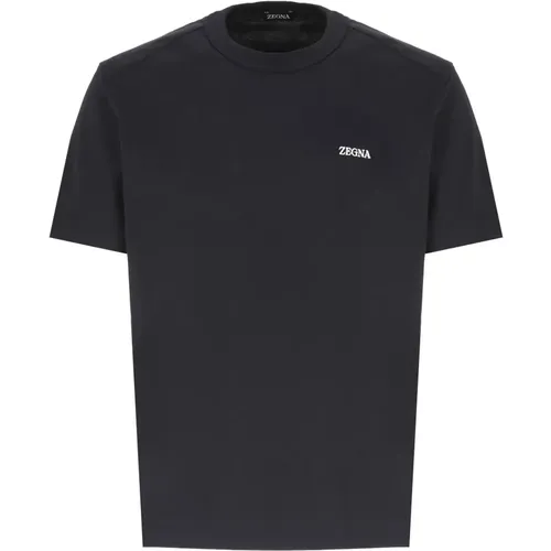 Dark Cotton T-Shirt with Logo , male, Sizes: 2XL, S, M, XL, L - Ermenegildo Zegna - Modalova
