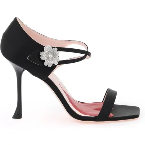 I Love Vivier Daisy Strass Satin Sandals , female, Sizes: 4 UK, 7 UK, 6 UK, 5 UK - Roger Vivier - Modalova