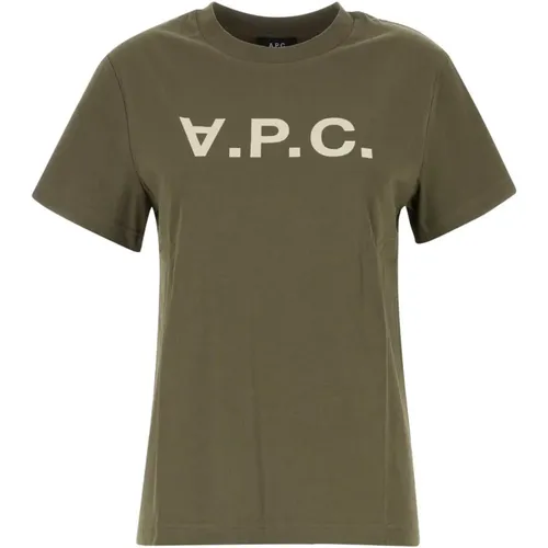 Militärgrünes Baumwoll-T-Shirt , Damen, Größe: M - A.P.C. - Modalova