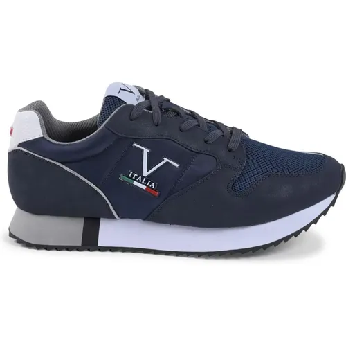 Marineblaue Synthetikleder Sneaker , Herren, Größe: 44 EU - 19v69 Italia - Modalova