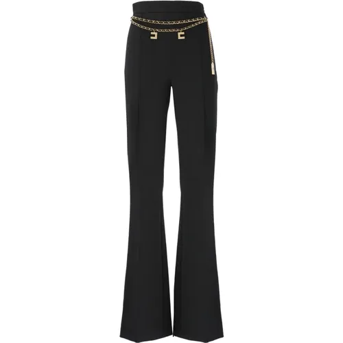 Schwarze Hose mit Ketten-Details , Damen, Größe: XL - Elisabetta Franchi - Modalova