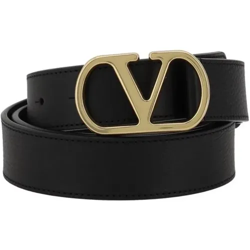 Belts, male, , Size: 100 CM VLogo Leather Belt with Contrasting Buckle - Valentino Garavani - Modalova