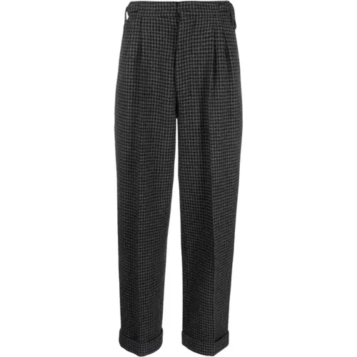 Straight Trousers, female, , Size: S Checkered high-waisted trousers Biba style - Nanushka - Modalova