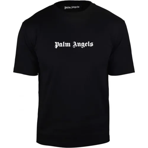 Schwarzes Logo-Print Kurzarm T-shirt , Herren, Größe: L - Palm Angels - Modalova