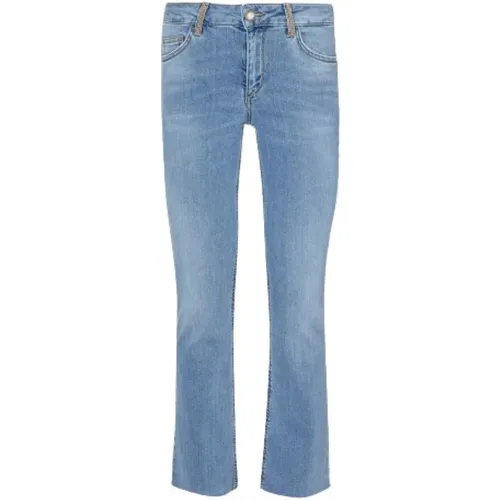 Crop Flare Jeans mit Fransensaum , Damen, Größe: W26 - Liu Jo - Modalova