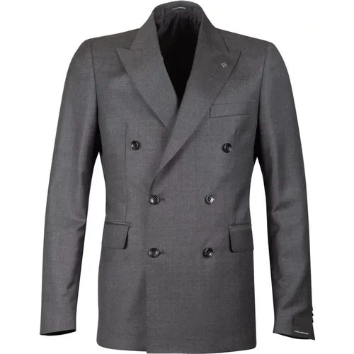 Grey Double-Breasted Men's Suit , male, Sizes: S, XL, L, M - Tagliatore - Modalova