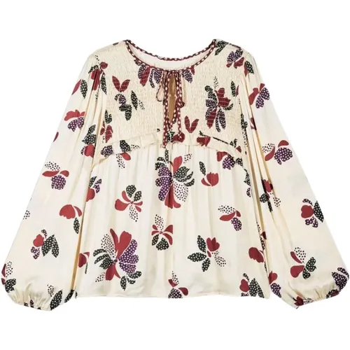 Ecru Floral Blouse , female, Sizes: L, XS, S - BA&SH - Modalova