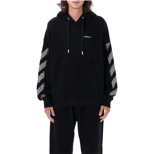 Pixel Diag Skate Hoodie Schwarz Weiß - Off White - Modalova