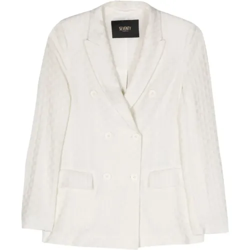Cream Knit Jacket with Metallic Threading , female, Sizes: S - Seventy - Modalova