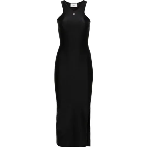 Schwarzes Logo-Kleid, Ärmellos, V-Ausschnitt, Knöchellänge , Damen, Größe: S - Coperni - Modalova