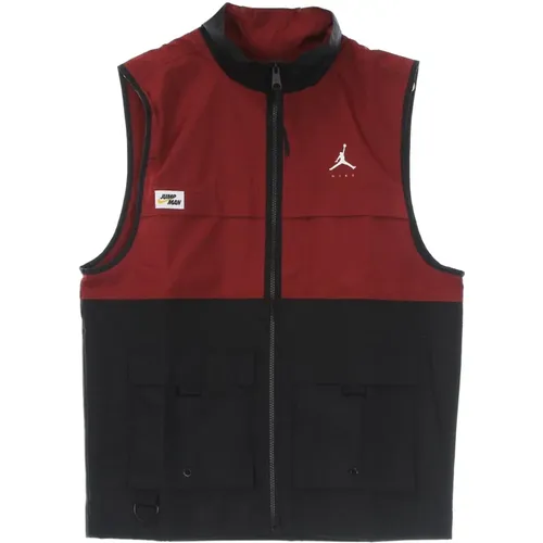 Vests, male, , Size: M Red/Black Sleeveless Vest with Pockets - Jordan - Modalova