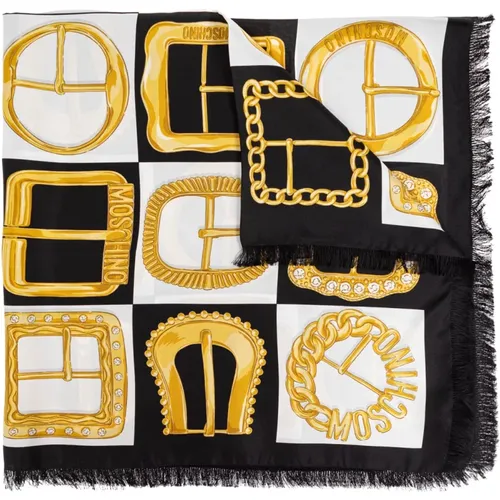 Silky Scarves, unisex, , Size: ONE SIZE Silk scarf with print - Moschino - Modalova