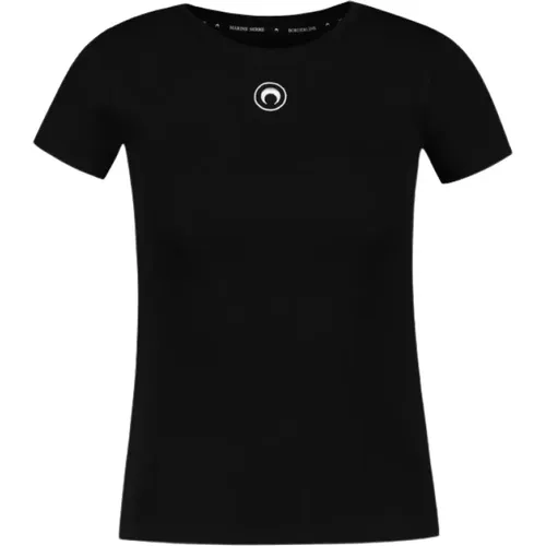 Schwarzes Baumwoll-Ripp-T-Shirt , Damen, Größe: S - Marine Serre - Modalova