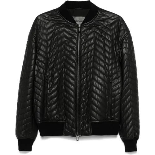 Bomber Jackets, male, , Size: L Zip-Front Baseball Collar Coat - Emporio Armani - Modalova