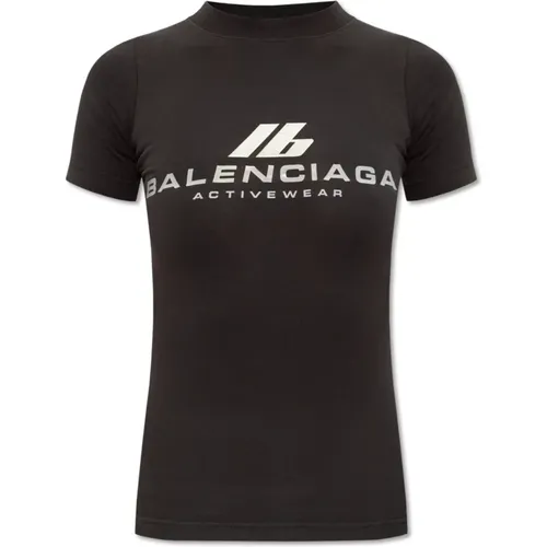 Top with logo , female, Sizes: M - Balenciaga - Modalova