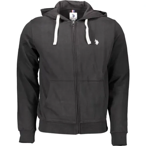 Schwarzer Hoodie mit Reißverschluss und Stickerei , Herren, Größe: XL - U.S. Polo Assn. - Modalova