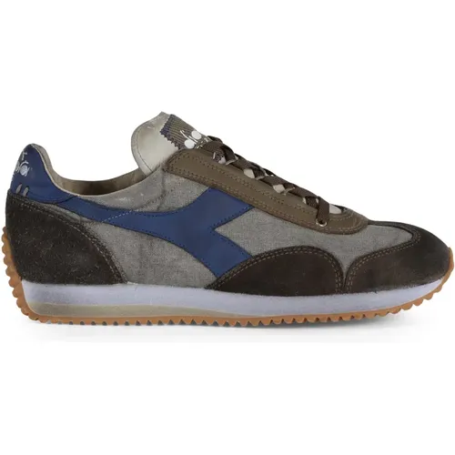 Sneakers, male, , Size: 7 US Vintage Canvas Sneakers with Leather Details - Diadora - Modalova