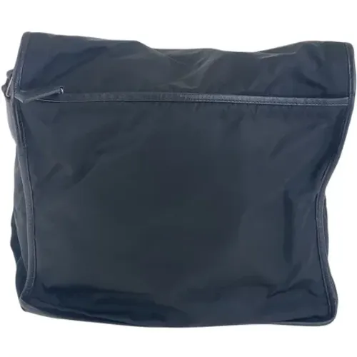 Pre-owned Cross Body Bags, male, , Size: ONE SIZE Pre-owned Tessuto Triangle Logo Plate Shoulder Bag - Prada Vintage - Modalova