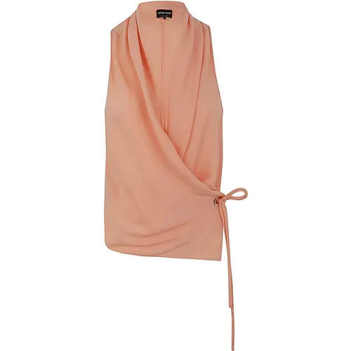 Silk Crossed Sleeveless Top , female, Sizes: M - Giorgio Armani - Modalova