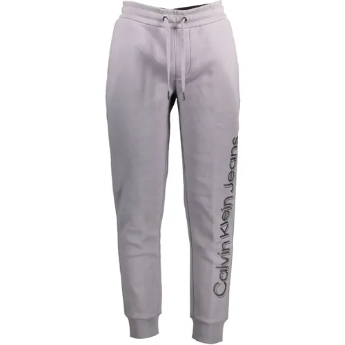 Sweatpants, male, , Size: XL Sporty Grey Men's Pants with Logo - Calvin Klein - Modalova