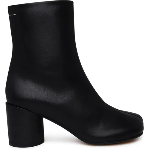 Schwarze Lederstiefeletten - MM6 Maison Margiela - Modalova