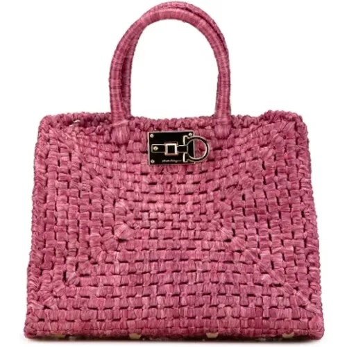 Pre-owned Tote Bags, female, , Size: ONE SIZE Pre-owned Raffia totes - Salvatore Ferragamo Pre-owned - Modalova