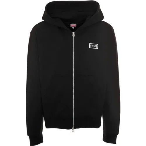 Zip-throughs, male, , Size: M Bicolor Hooded Sweat Jacket Streetwear Style - Kenzo - Modalova