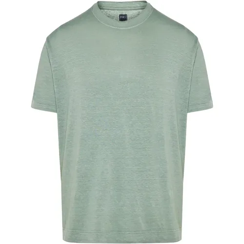 Linen t-shirt , male, Sizes: 2XL, 3XL, XL, L, 4XL - Fedeli - Modalova
