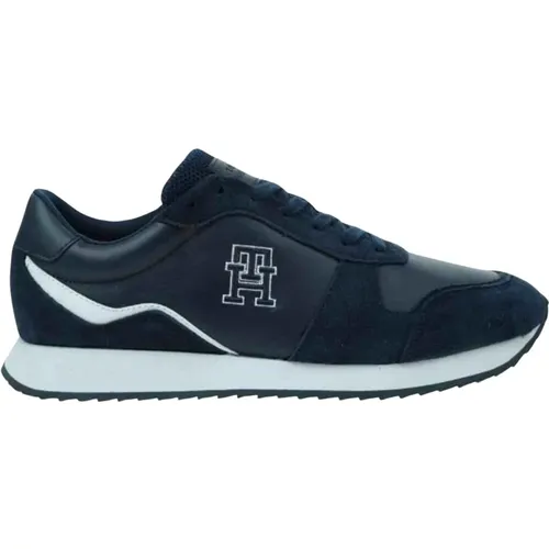 Blaue Sneakers , Herren, Größe: 41 EU - Tommy Hilfiger - Modalova