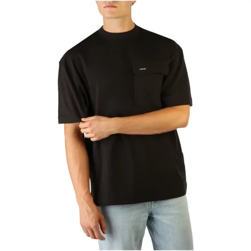 Men`s Cotton T-Shirt with Pocket , male, Sizes: S - Calvin Klein - Modalova