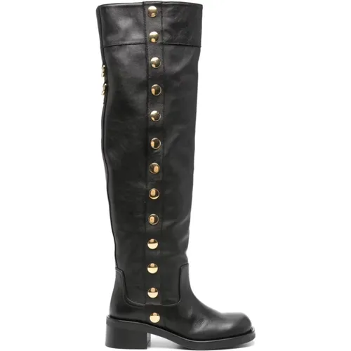 Stud Embellished Knee-High Boots , female, Sizes: 3 UK, 5 UK, 7 UK, 4 UK, 6 UK - Moschino - Modalova