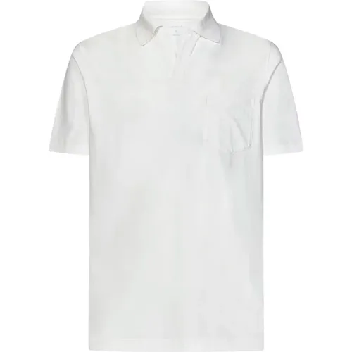 Weiße Gerippte Polo-T-Shirt , Herren, Größe: M - Sease - Modalova