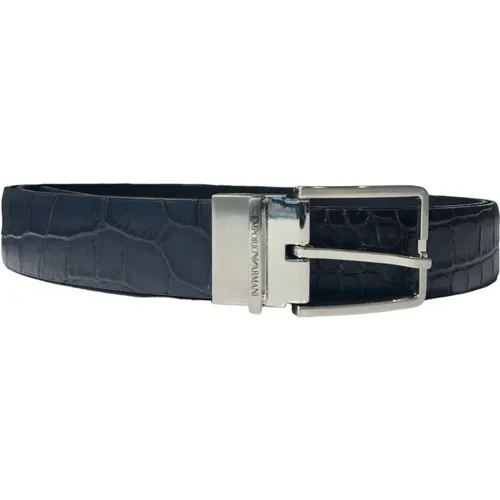 Belts, male, , Size: ONE SIZE Reversible Lizard Print Clip-On Belt - Emporio Armani - Modalova