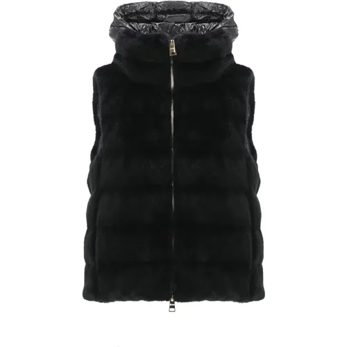 Quilted Faux Fur Vest Sleeveless , female, Sizes: L, M - Herno - Modalova