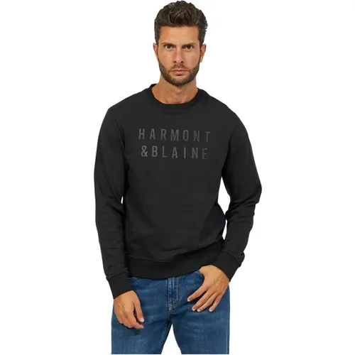 Sweatshirts, male, , Size: XL Mens Cotton Sweatshirt with Logo - Harmont & Blaine - Modalova