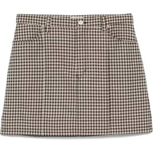 Short Skirts, female, , Size: L Gingham Check Skirt Grey - BAUM UND PFERDGARTEN - Modalova