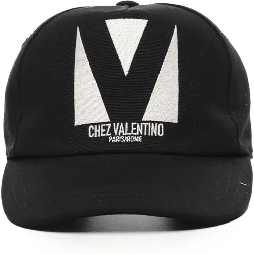 Caps, male, , Size: 58 CM Cotton Baseball Cap with Velentino Embroidery - Valentino Garavani - Modalova