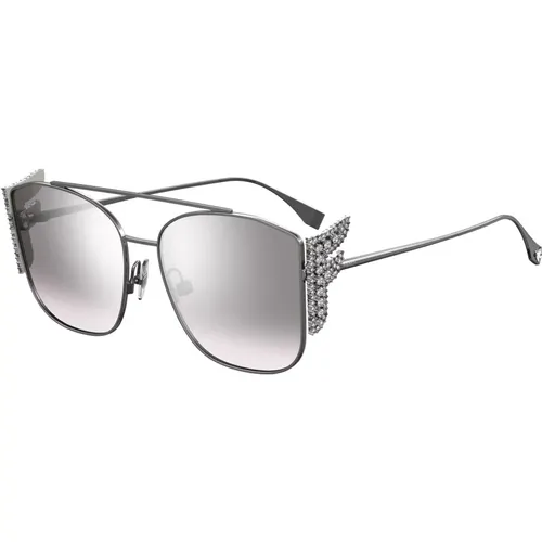 Freedom Sunglasses Ruthenium/Grey Shaded , female, Sizes: 62 MM - Fendi - Modalova