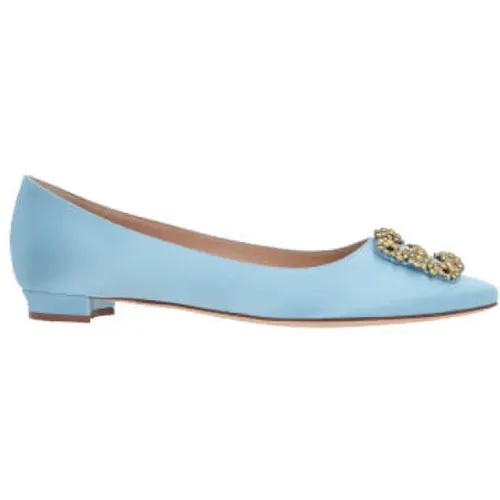 Silk Satin Jewel Buckle Ballerina Shoes , female, Sizes: 5 UK, 7 UK, 3 UK, 3 1/2 UK, 6 UK - Manolo Blahnik - Modalova