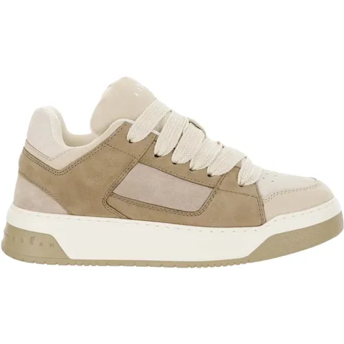 Leder-Sneakers mit Nubuk-Einsätzen , Damen, Größe: 36 1/2 EU - Hogan - Modalova