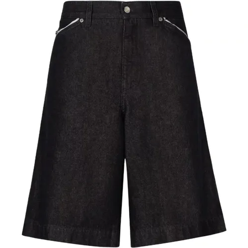 Denim Bermuda Shorts with Logo Plaque , male, Sizes: L, XL, M - Dolce & Gabbana - Modalova