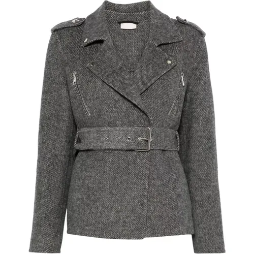 Grey Wool Blend Coat Double-Breasted , female, Sizes: S, XS, M - Liu Jo - Modalova